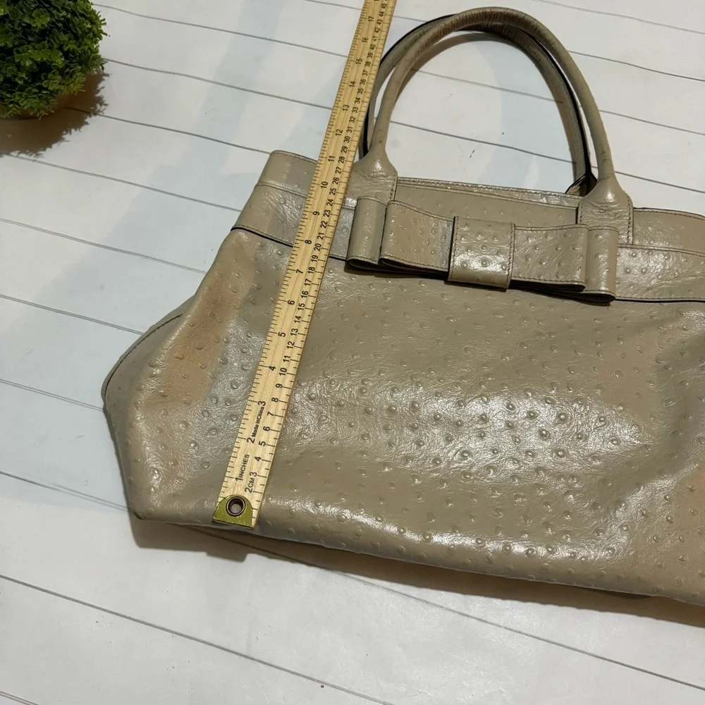 Kate Spade ♠️ Charm City Bow‎ Ostrich Leather Diehl Sidewalk Tote Bag Purse